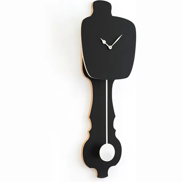 Kloq Wandklok met Pendule - Batterijen Inbegrepen - Wanddecoratie - Quartz Beweging - Niet-Tikkend Batterij Aangedreven - Satijn Zwart en Gebroken wit - Small Zwart en Wit