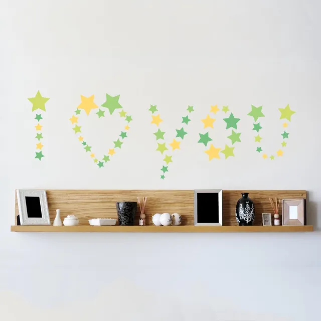 Walplus Muursticker - Sterren - Groen/Geel