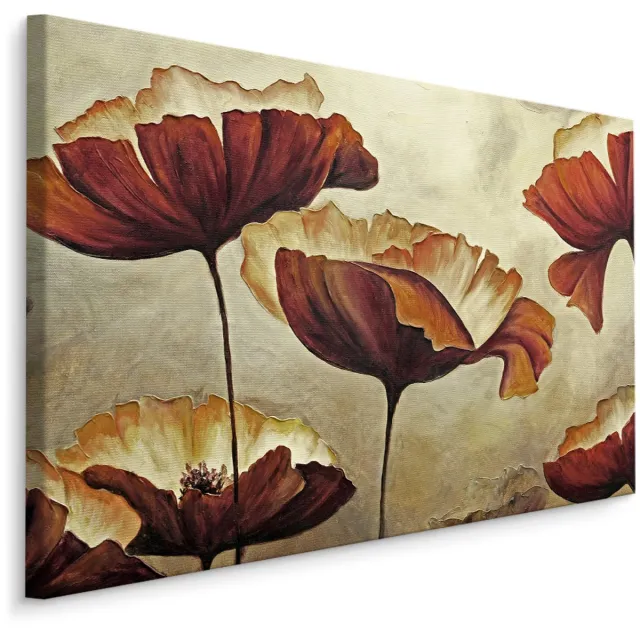 karo-art Schilderij - Prachtige Vintage Klaprozen , Wanddecoratie , Premium print Multikleur