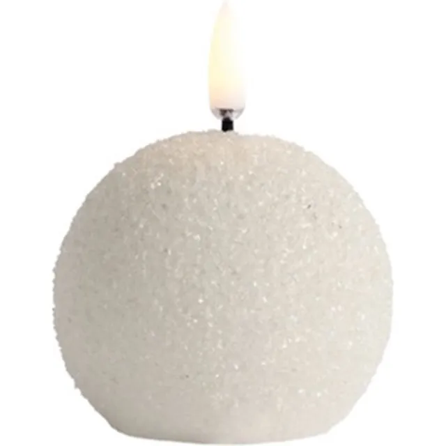 Piffany Copenhagen Uyuni - Sneeuwbal LED lamp - wit - 7x7 cm - Led Kaars met Glitters Nordic White