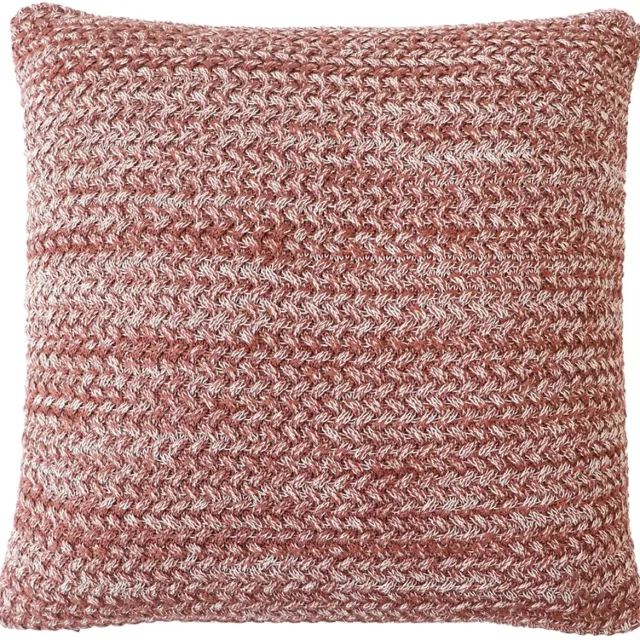 Urbane Hide Textuur Gebreide Kussenhoes - 45x45 cm - 100% Katoen - Sierkussenhoes Koffiebruin - Warm Woonaccessoire (Zonder Binnenkussen)