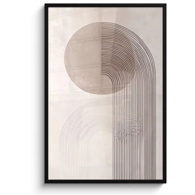 FrameYourWall Poster in lijst - Fotolijst 80x120 cm - Posters - Minimalistisch - Cirkel - Lichtgrijs - Posterlijst zwart - Decoratie - Wanddecoratie woonkamer - Muurdecoratie slaapkamer Minimalistisch - Cirkel - Lijnen