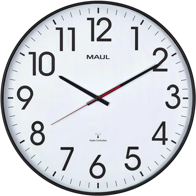 Maul MAULclimb wandklok, radiogestuurd, diameter 47 x 5,5 cm, zwart wit