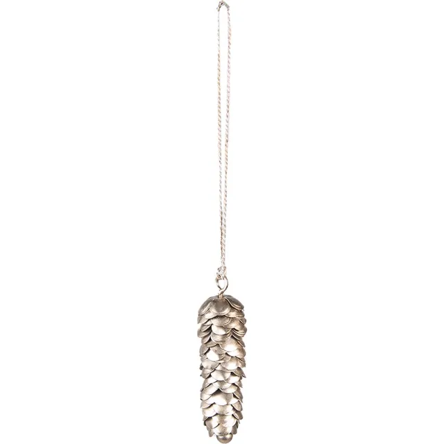 Clayre & Eef Hanger Dennenappel 9 cm Zilverkleurig IJzer