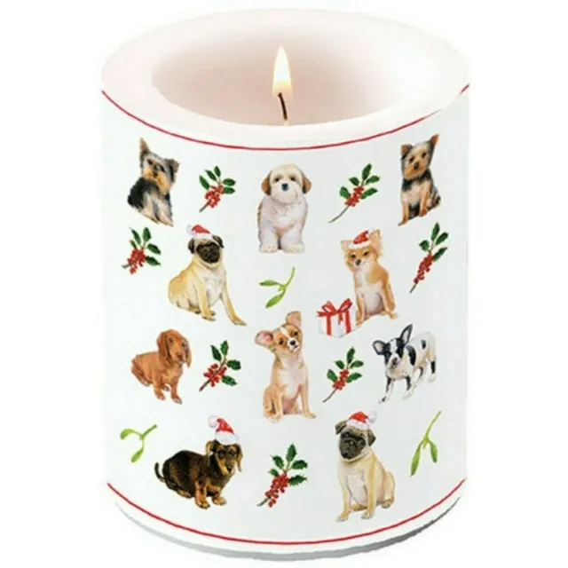 Ambiente Kaars - Christmas Dogs - 75 branduren - Winter - Kerst Wit