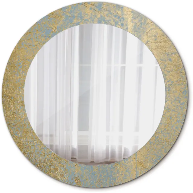 TULUP Spiegel - Ronde Spiegel - Spiegel op gehard Glas - Loftpatroon - Diameter: 60 cm - Spiegel met decoratief motief - Badkamerspiegel - Gangspiegel - Eetkamer - Gele - Luxe Spiegel - Make-up Spiegel - Spiegel Met Haken