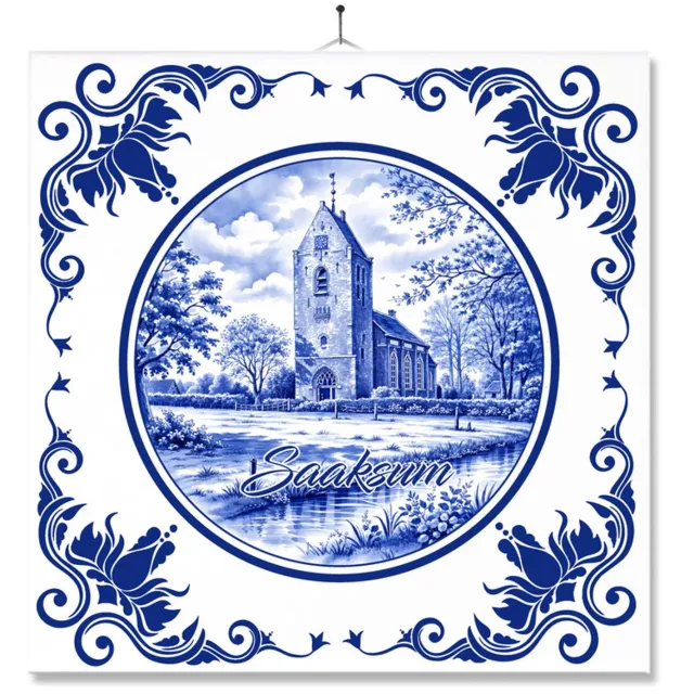 MC Living Tegel Met Opdruk | Saaksum | Delft Blauw | Cadeau | Inclusief Geschenkdoos | Standaard | Ophangsysteem Multi-Color