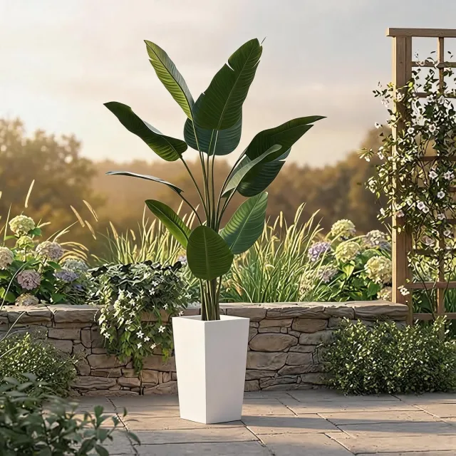 Danky Premium 4.8FT Reizigerspalm - Natuurlijke Stam - Vormgeefbare Tropische Kunstplant groen