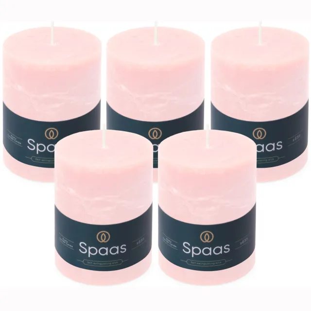 SPAAS Rustieke Stompkaarsen - Lichtroze – 80/110mm - circa 65 uur - 5 kaarsen