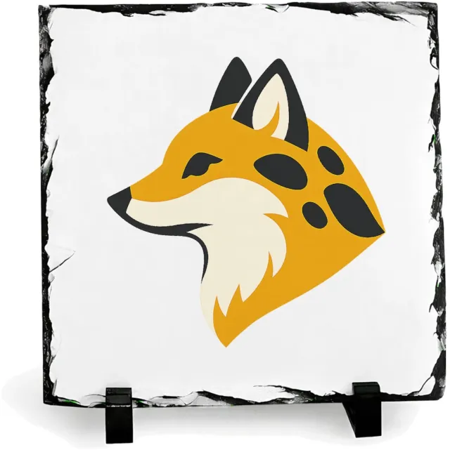 Mr Cadeautjes Leisteen vierkant 19,5 x 19,5 - design Een set van vier decoratieve panelen met een gestileerde vos | cadeau Wit