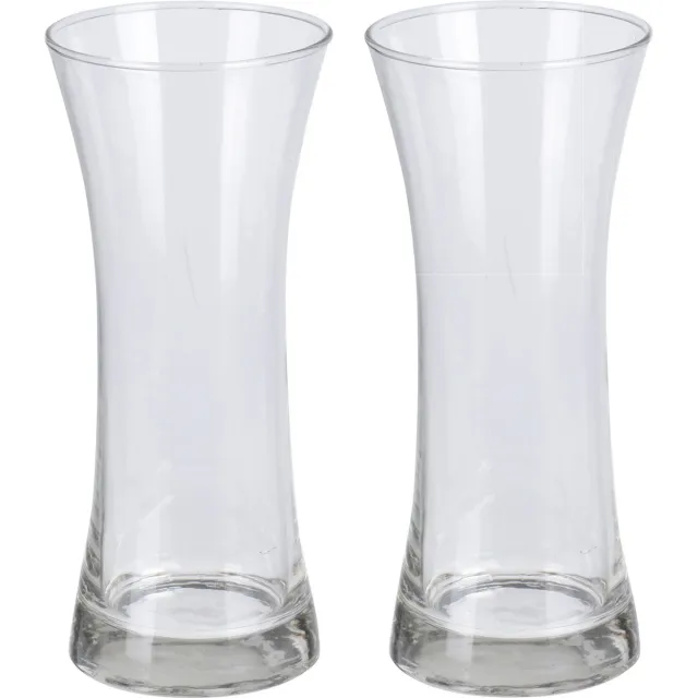 Bellatio Flowers & Plants 2x Glazen vaas/vazen 3 liter van 14 x 25 cm - Bloemenvazen - Glazen vazen voor bloemen en boeketten Transparant