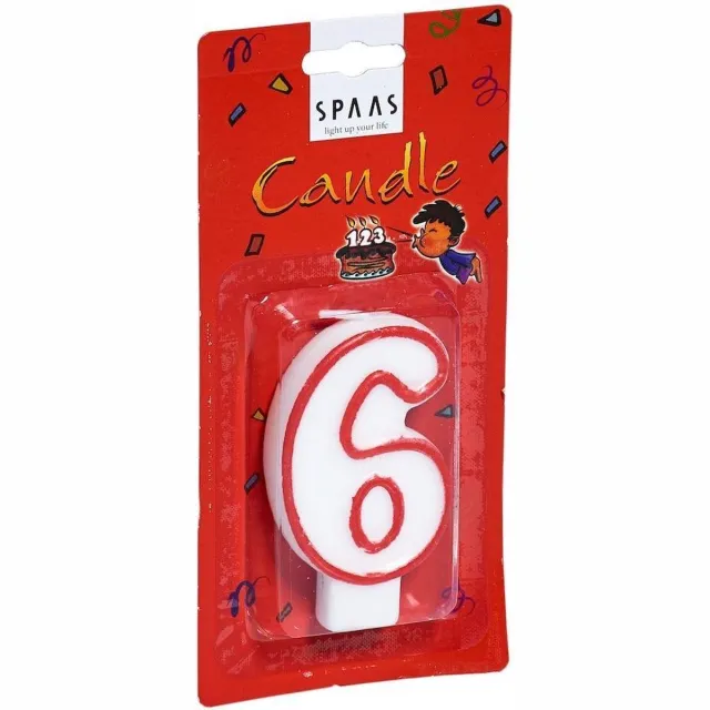 Spaas Verjaardagskaars 6 rood/wit