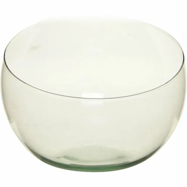 Bellatio Design Bolvaas schuine schaal - transparant gerecycled glas - 21 x 16 cm
