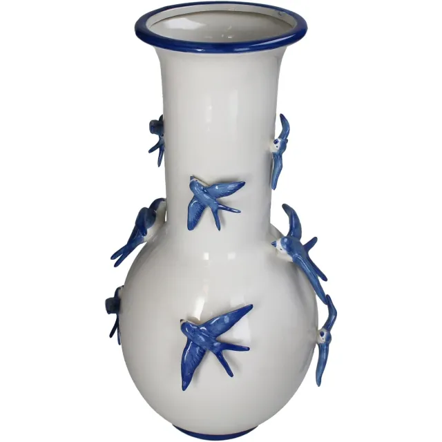 HD Collection Vase Bird Stoneware Blue 25.5x25.5x51.5cm