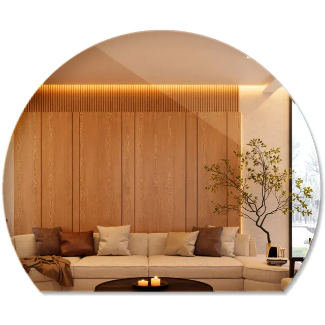 WallMuralia Spiegel asymmetrisch - 70 x 80 cm - Ronde bijgesneden spiegel - Spiegel rond afgesneden - Decoratieve wandspiegel
