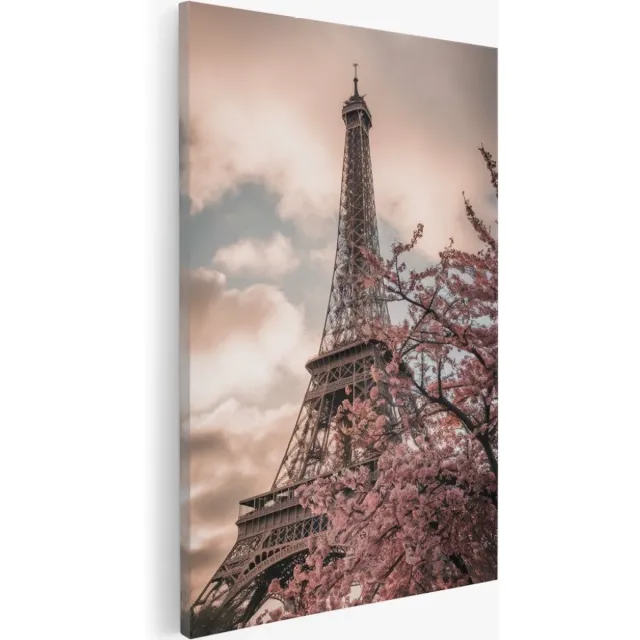 Saammp Canvas Schilderij - Parijs - Bloemen - 30x40 - Foto op canvas - Wanddecoratie - Muurdecoratie Woonkamer - Kantoor Decoratie Multicolor