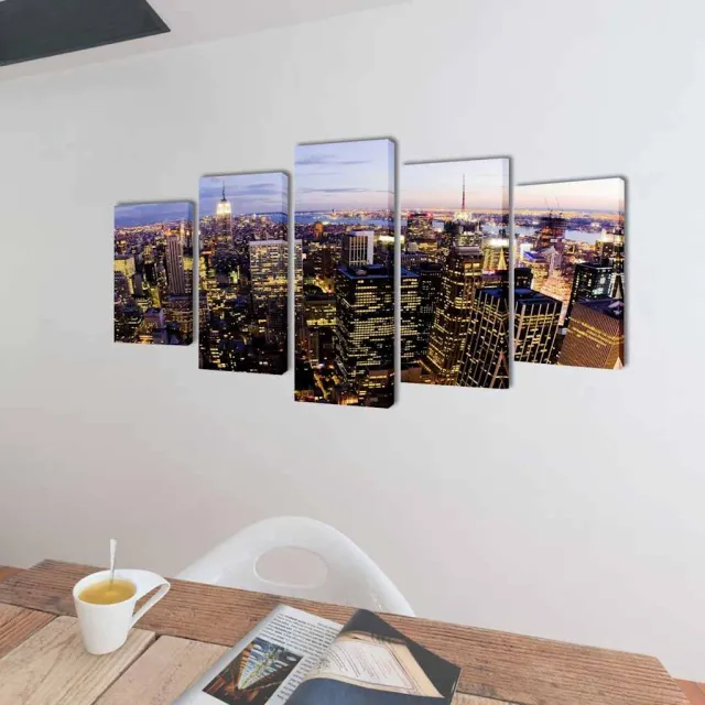 vidaXL Canvas muurdruk set Horizon New York skyline 200 x 100 cm Meerkleurig