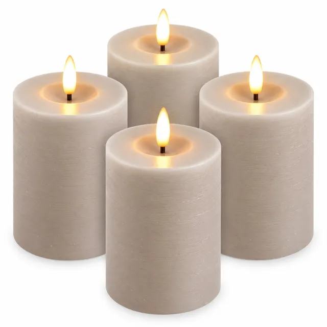 Inspinovia LED kaarsen - Echte Wax - 10 cm - lichtgrijs – 4 stuks - Afstandsbediening