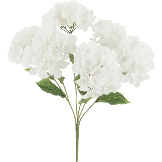 J-Line bloemen boeket Hortensia - kunststof - wit