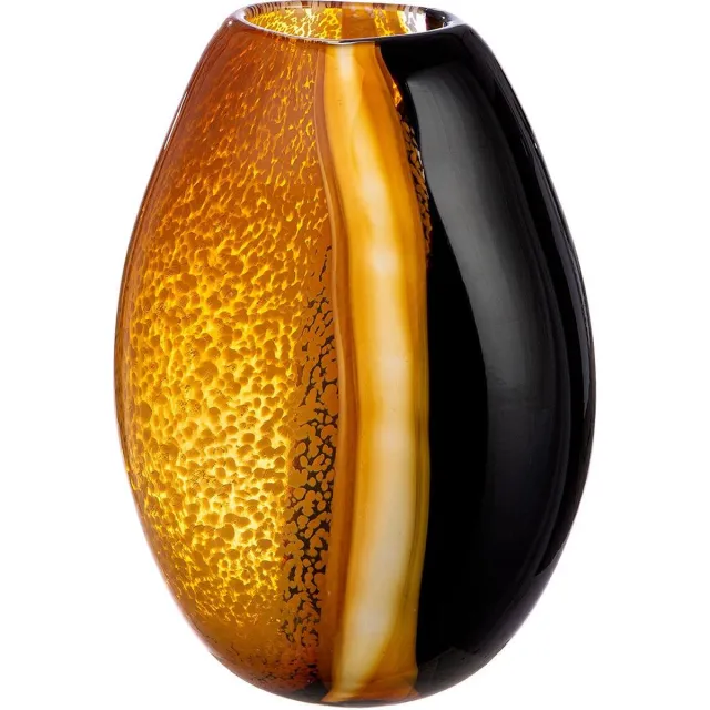 Rawa Geschenken Vaas glas lavaserie - bruin amber wit 12x18x27 cm handgemaakt