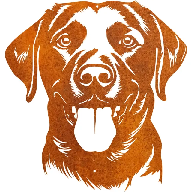 Steelhouet Labrador Kop Wanddecoratie – Metaal Silhouet voor muur – Cortenstaal – Cadeau voor Tuinliefhebber – Muurdecoratie – Voor hondenliefhebber - Steelhouet