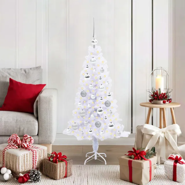 vidaXL Kunstkerstboom Wit 120 cm PVC en staal