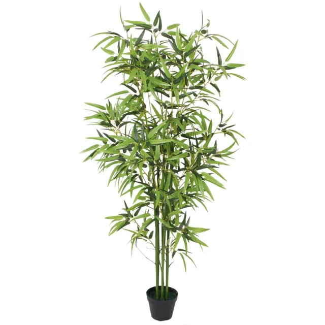 Decovego Kunstmatige bamboestruik, bamboeplant, kunstmatige bamboeboom, kunstboom, kunstmatige bamboe, echte houten stam, binnendecoratie, 150 cm, Decovego Groen