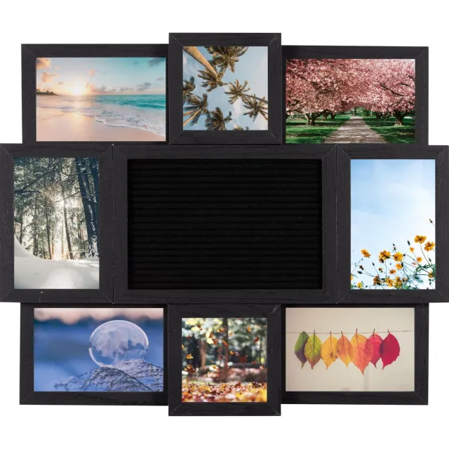 Henzo Letterbord - Henzo - Collagelijst voor 8 foto's plus tekst - Zwart
