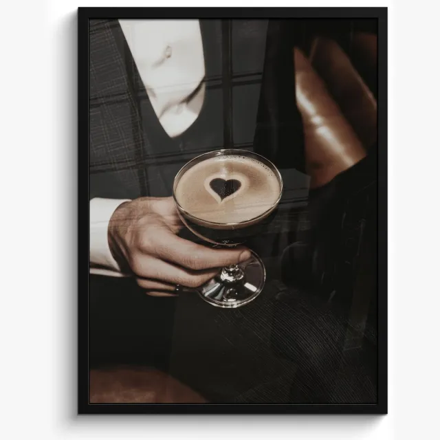 FrameYourWall Fotolijst inclusief poster - Posterlijst 50x70 cm - Posters - Hartje - Cocktail - Espresso Martini - Hand - Foto in lijst - Keuken decoratie muur - Wanddecoratie accessoires - Muurdecoratie - Schilderijen