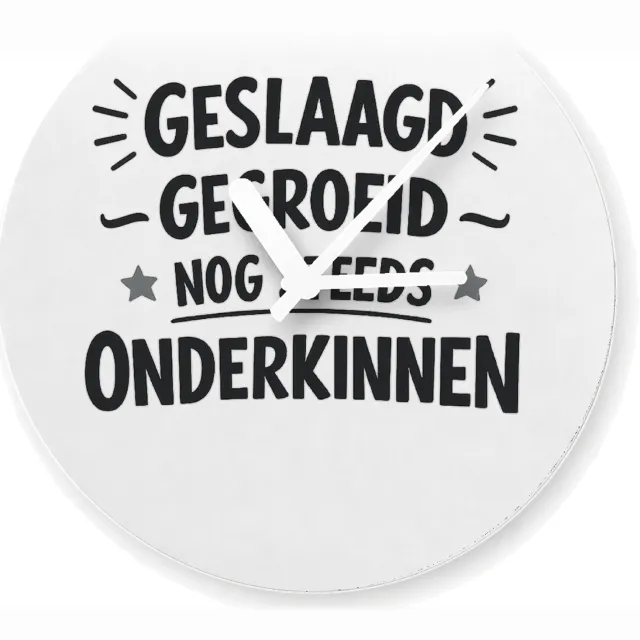 Mr Cadeautjes Glazen klok Ø 20 - design Grappige woordspeling voor een energiek cadeau-item met een | cadeau Wit