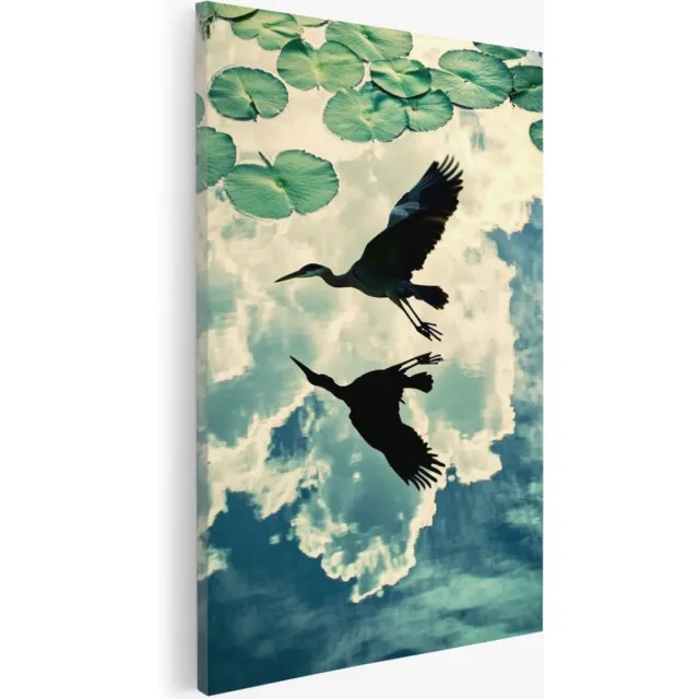 Saammp Canvas Schilderij - Rijger in nederland - Natuur - Dieren - 30x45 - Foto op canvas - Wanddecoratie - Muurdecoratie Woonkamer - Slaapkamer decoratie - Canvas Print Multicolor