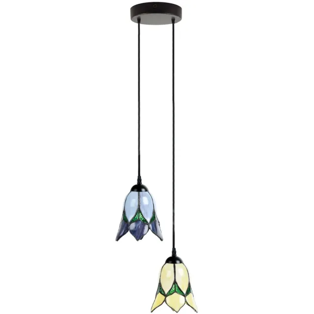 Coloured by Art Tiffany Kroonluchter Lovely Flower Purple & Yellow 2 - Art Deco Trade Paars