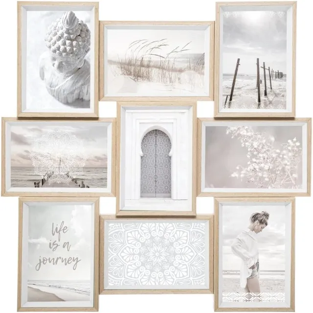 Atmosphera Créateur d'intérieur® Houten fotolijst voor 9 foto's MOLY Bleu clair