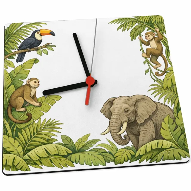 Mr Cadeautjes Klok 19 x 19 - design Savanne-rand met grote rust in het midden | cadeau Wit