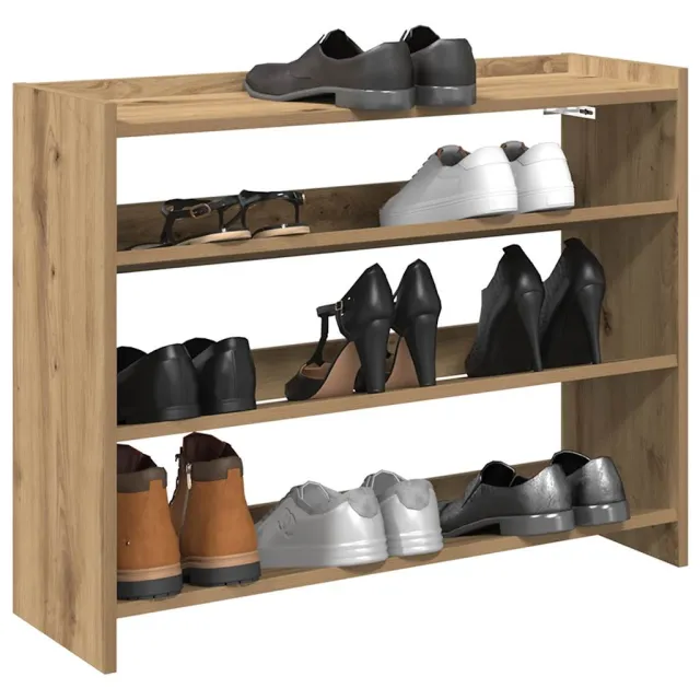 vidaXL Schoenenrek 80x25x62 cm bewerkt hout artisanaal eikenkleur Bruin