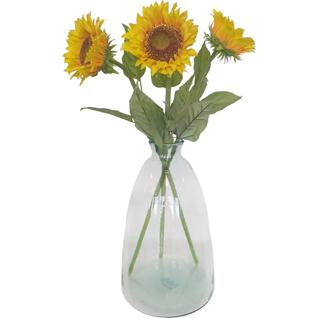 Bellatio Design Kunstbloem Zonnebloem Helianthus - 3x - 77 cm - losse steel - kunst zijdebloem Geel