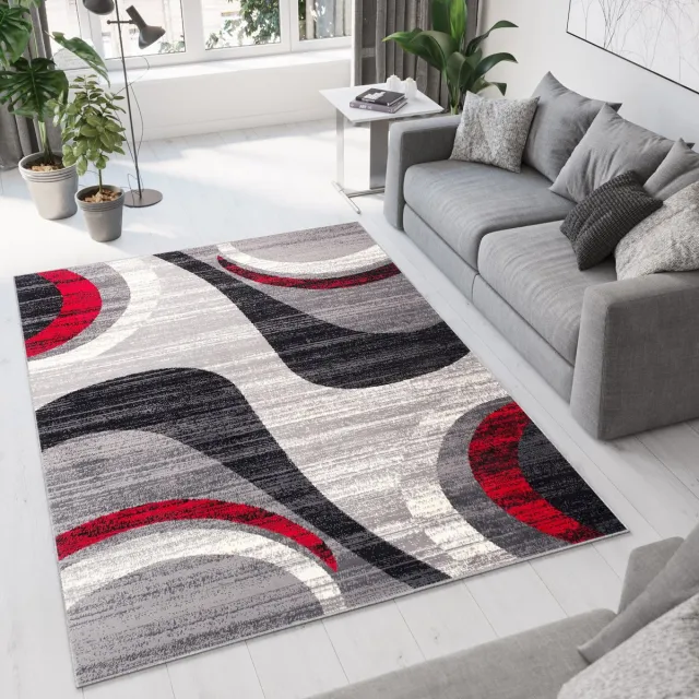 Tapiso Dream Vloerkleed Grijs Rood Laagpolig Woonkamer Tapijt Maat- 150x300 Rood Grijs 2