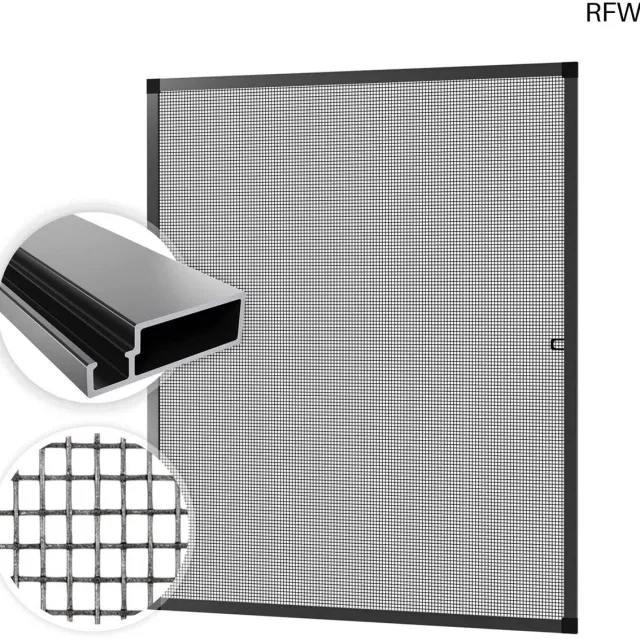 RFWR Vliegenhor met Aluminium Frame 80x100 cm - Raamhor voor Insectenbescherming Antraciet