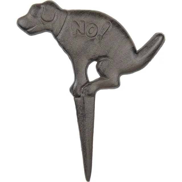 Clayre & Eef Tuinsteker Hond 29x36 cm Bruin Metaal No! Tuinprikker Gazonsteker Tuin Decoratie
