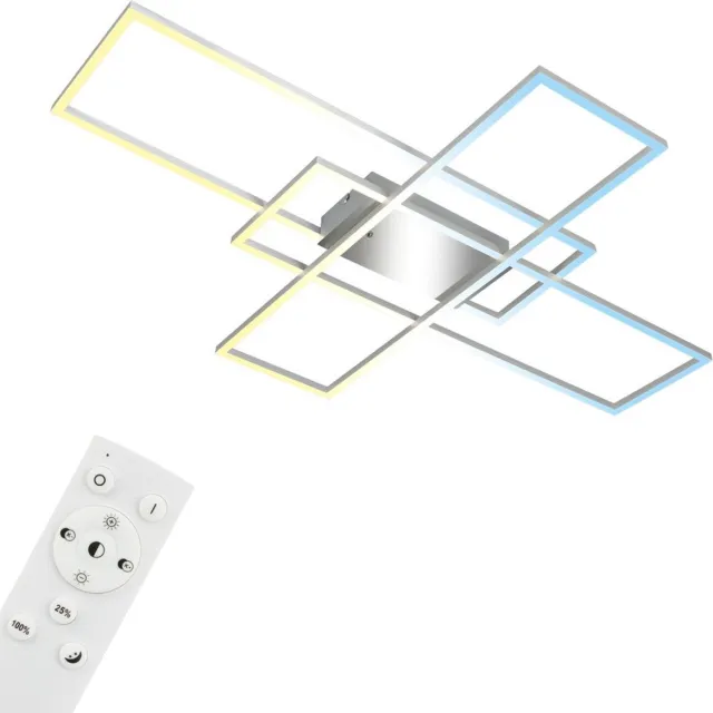 B.K.Licht BRILONER - LED Plafonniére - dimbaar plafondlamp - met afstandsbediening - met geheugenfunctie - met nachtlichtfunctie - met CCT - 104 x 71 x 9,5 cm - zilver zwart