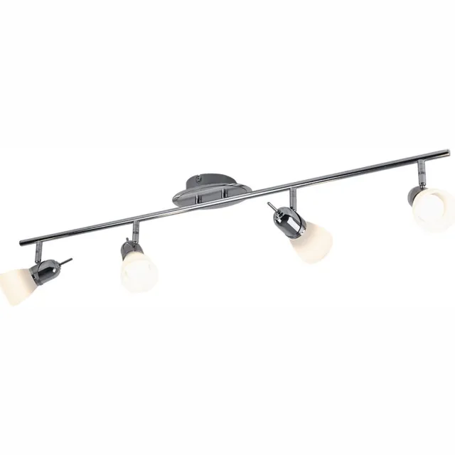 ESTO LED-plafondlamp, plafondlamp, woonkamerlamp, 4-vlammig, chroom, staal, L 95 cm