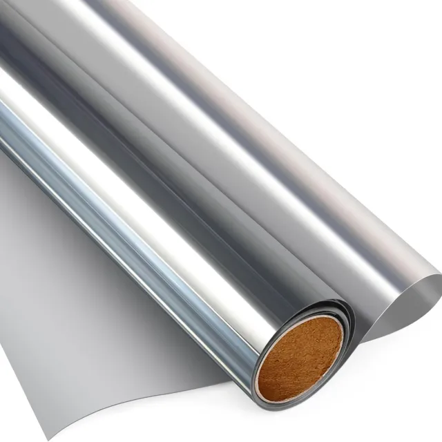 Famanu Privacyfolie voor eenrichting, reflecterend zonwerend warmte-isolerend raamfolie met spiegelende anti-verblinding en zelfklevende raamtint in zilver, 90 x 200 cm Neutraal