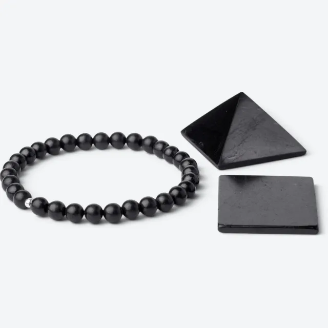 DEVA Loves Shungiet beschermingsset – Armband, Piramide & Telefoonsticker- Deva Loves Zwart