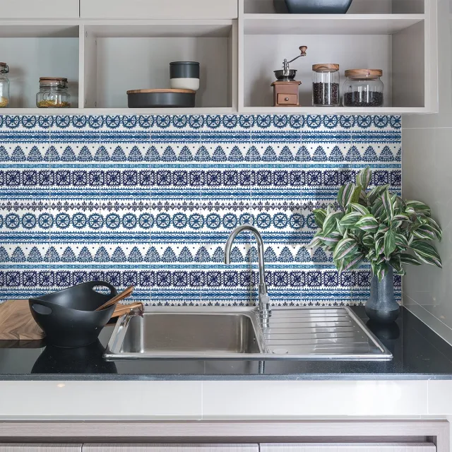 Ambiance Sticker Zelfklevende muurtegelstickers voor keuken en badkamer - 24 etnische Kisangani tegelstickers - 24 stickers 20x20cm Multi color