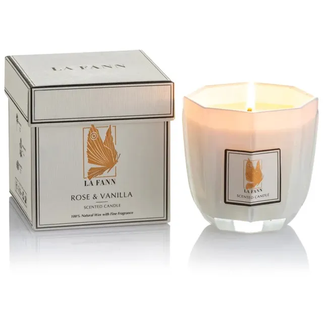 La Fann Rose & Vanilla Scented Candle 200 g Wit