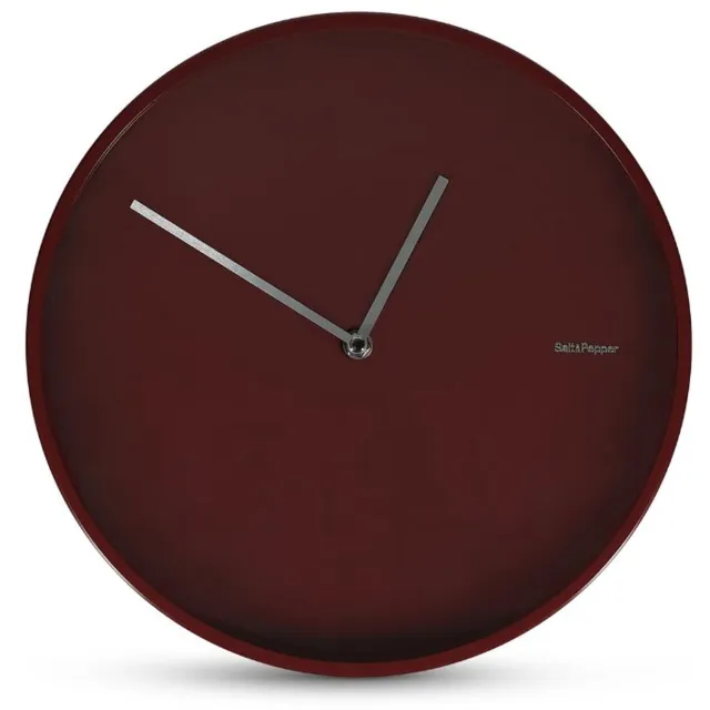 Fameilleur wandklok 30x4,5cm abstract bordeaux Pulse - metalen moderne decoratieve klok, voor woonkamer, keuken en kantoor, woondecoratie voor modern interieur, mooi als cadeau