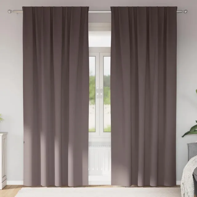 vidaXL Zwart-out Gordijnen met Ringen 2 st Donkerbruin 225 x 140 cm