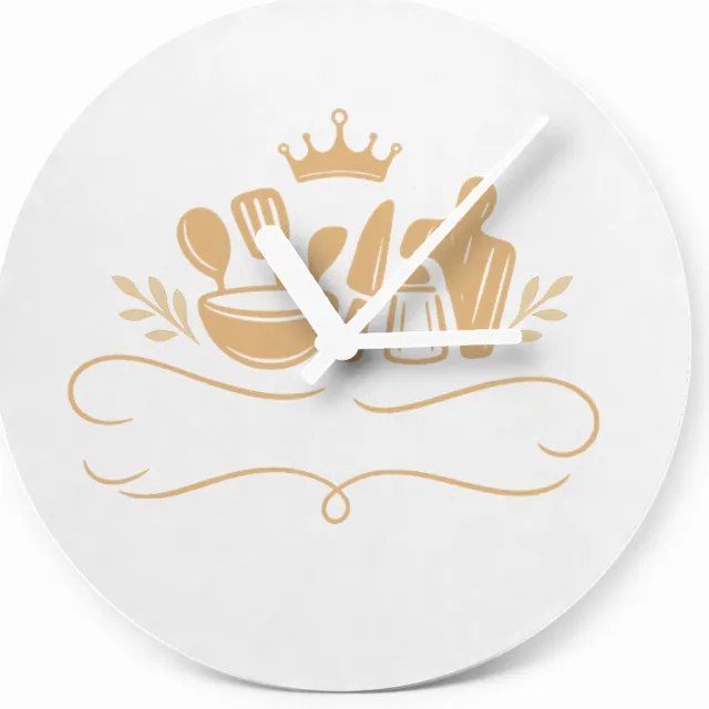 Mr Cadeautjes Glazen klok Ø 20 - design Een elegante, humoristische keukenprint met een zelfverzeker | cadeau Wit