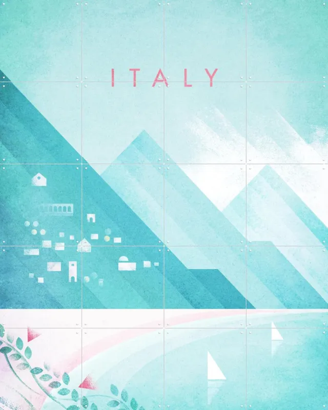 IXXI Italy, Henry Rivers - 80 x 100 cm - Grote wanddecoratie en posters - Geometrische Kunst, Illustraties, Digitale Kunst, Minimalisme, Woonkamer Lichte tinten / Blauw