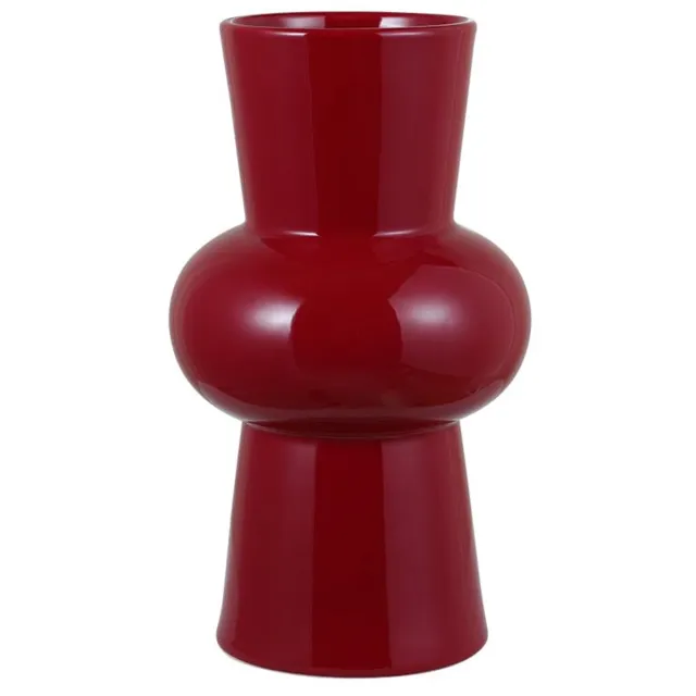 Unyqoos Elegante keramische vaas voor bloemen en decoratie in bordeauxrode tint, Burgunderfarben, 20cm